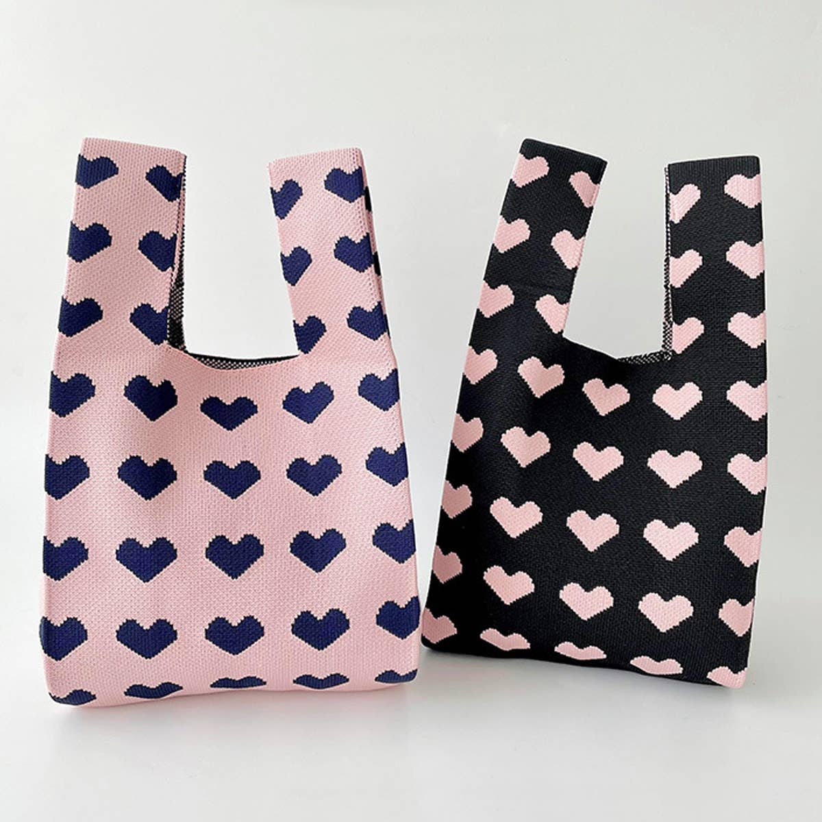 CONTRAST COLOR LOVE KNITTED TOTE BAG_CWAB1492