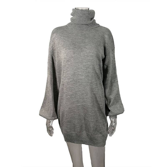 Pullover high-neck long-sleeved knitted dress