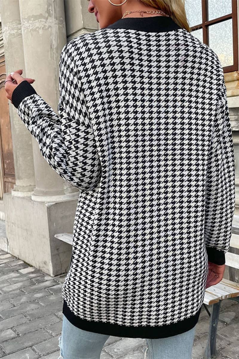 CWOCAL2153_VINTAGE PLAID DESIGN LONG-SLEEVED CARDIGAN