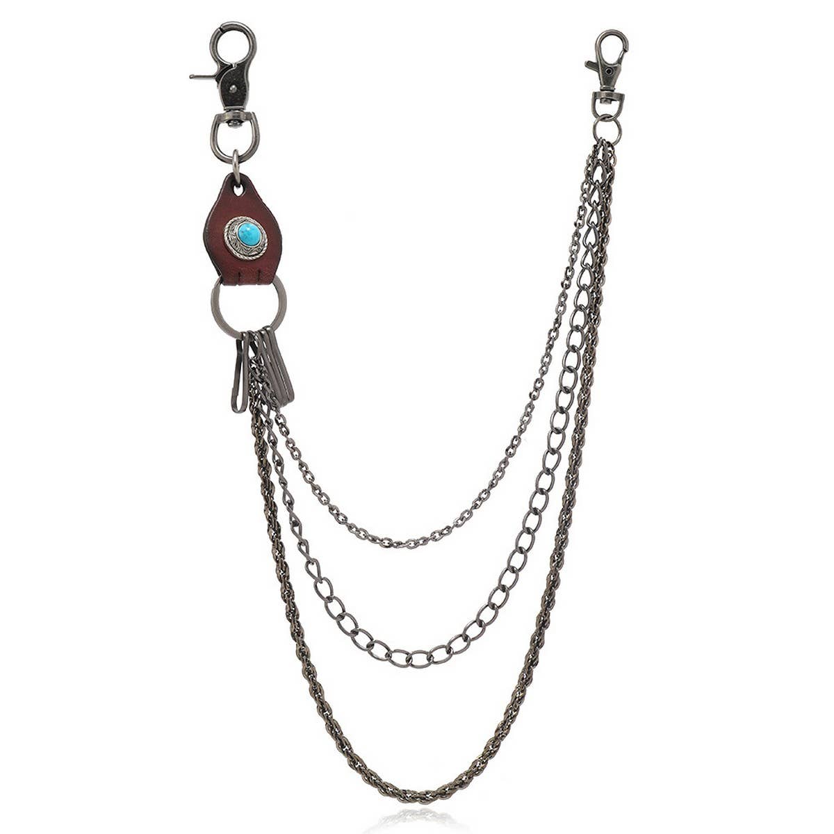 SIMPLE RETRO LEATHER THREE-LAYER TROUSER CHAIN_CWMM4837