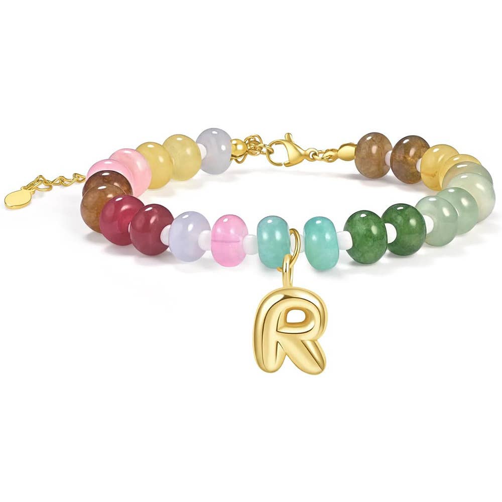 26-letter Dopamine-colored natural stone bracelet