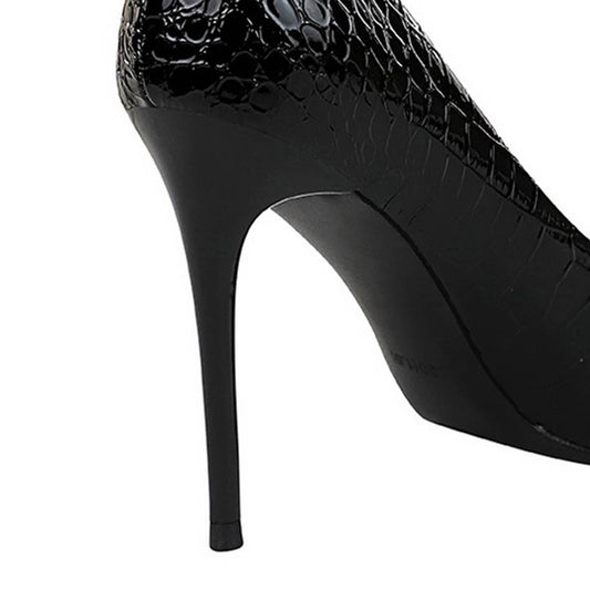 WOMEN SHALLOW POINTED TOE METAL BUCKLE HIGH HEELS