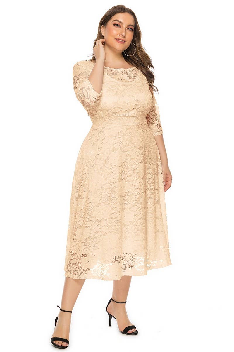 CWDMD3207_PLUS SIZE LACE POCKET EVENING GOWN DRESS