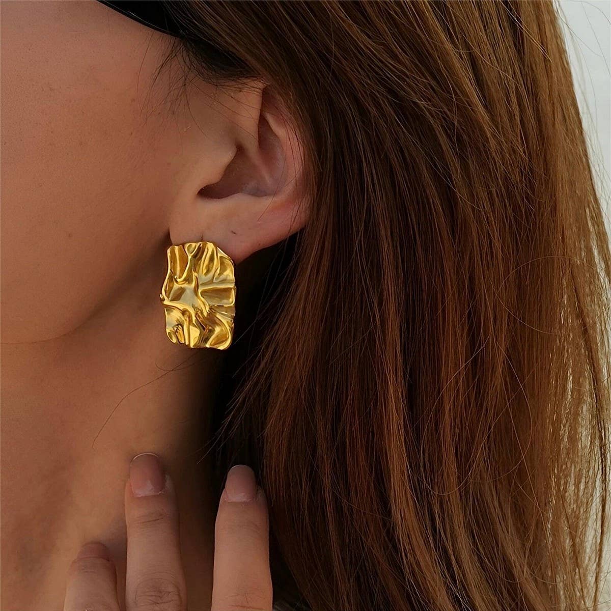 Irregular High-Grade Square Pleated Earrings