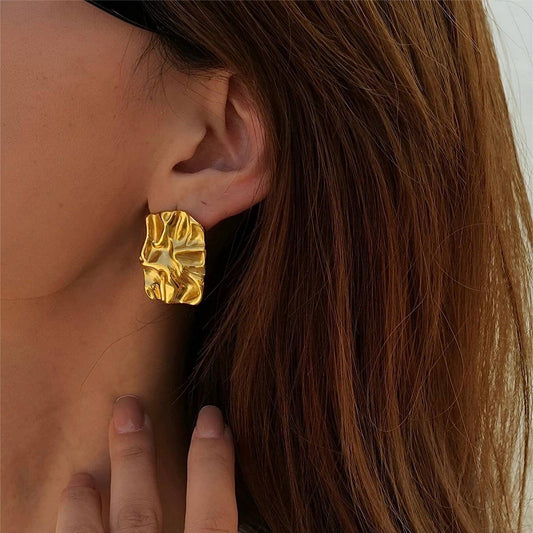 Irregular High-Grade Square Pleated Earrings