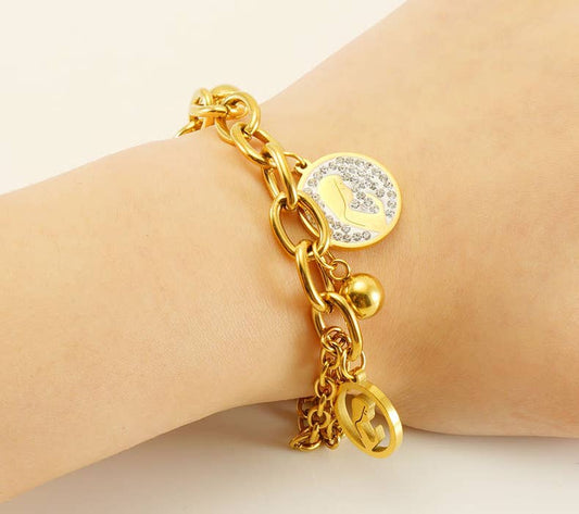 Stainless steel hollowed out girl bracelet