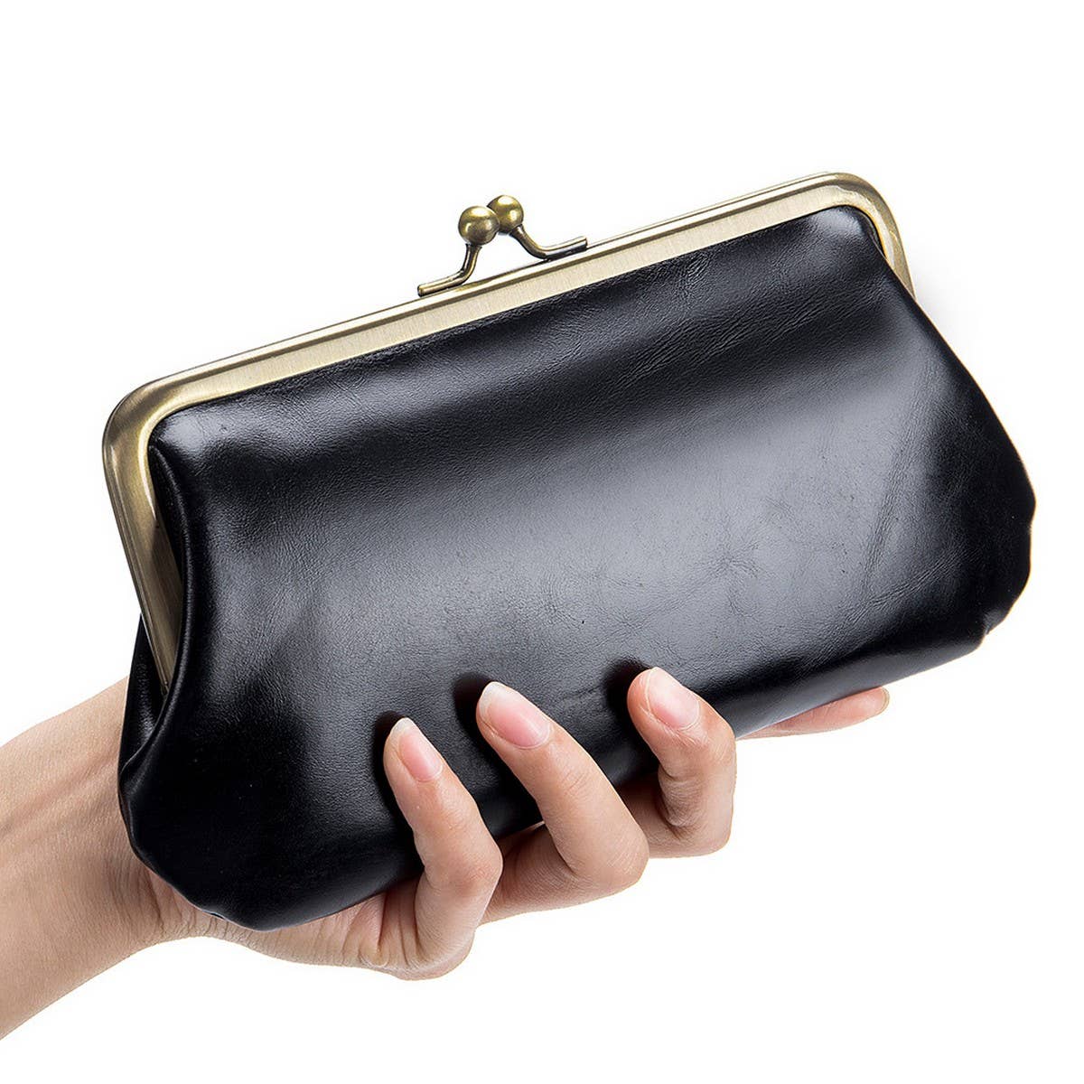 LARGE CAPACITY VINTAGE CLIP BAG LONG LEATHER WALLET_CWAB3746