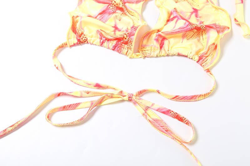 Sexy Halter Tie Floral Bikini Set