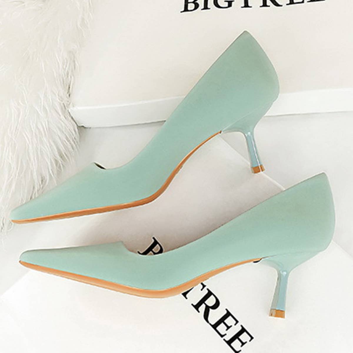 WOMEN SOLID COLOR SHALLOW POINTED TOE HIGH HEELS