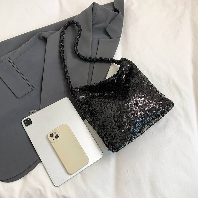 Fashionable sequined single-shoulder bag