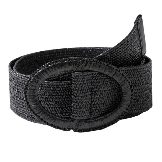 Versatile oval buckle PP elastic straw woven belt