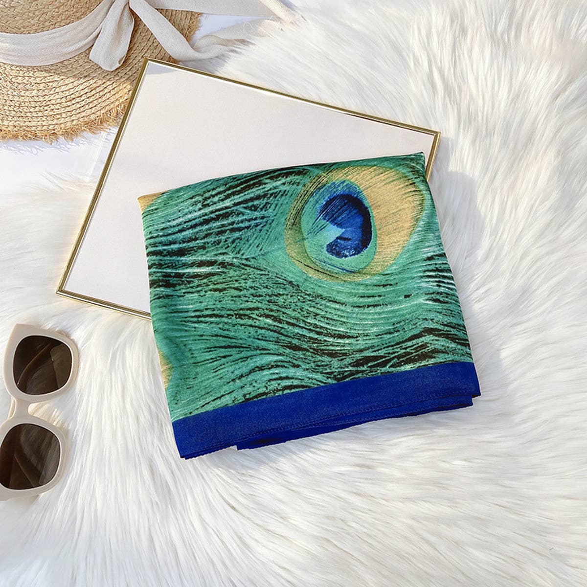 Color Plaid Satin Scarf Wrap for Summer Sun