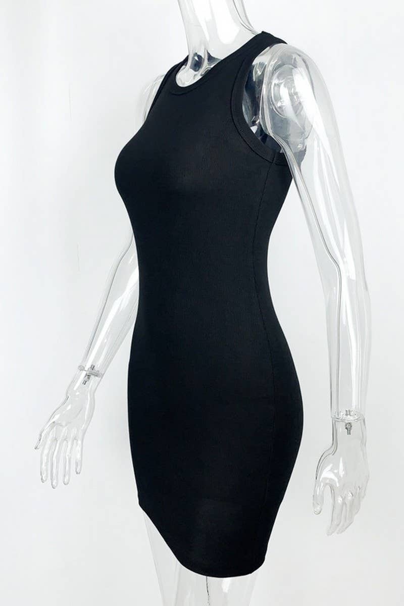 CWDSD4201_SIMPLE SLIM-FIT WRAP HIP DRESS