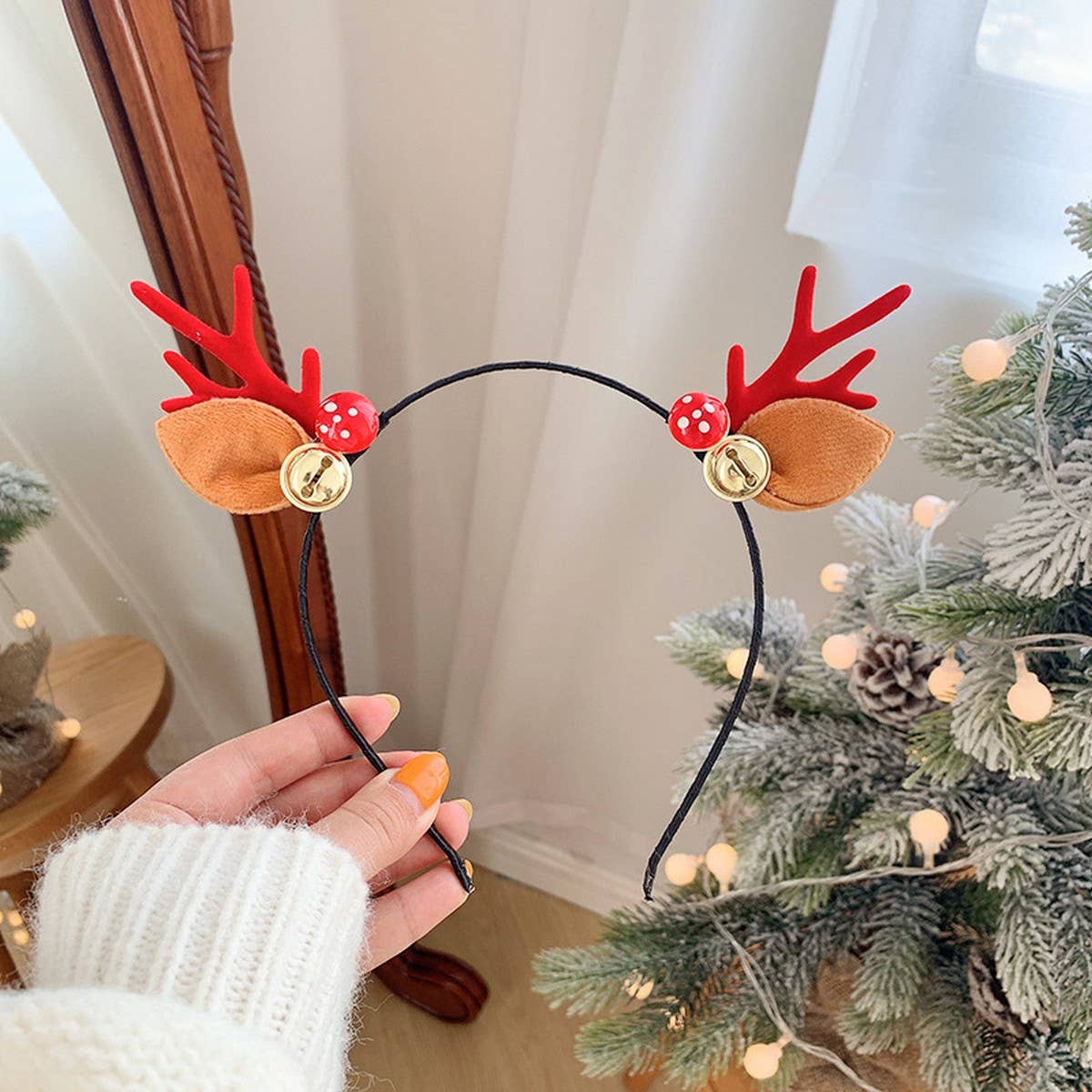 CUTE CHRISTMAS ELK HORN BELL HEADBAND HAIRPIN