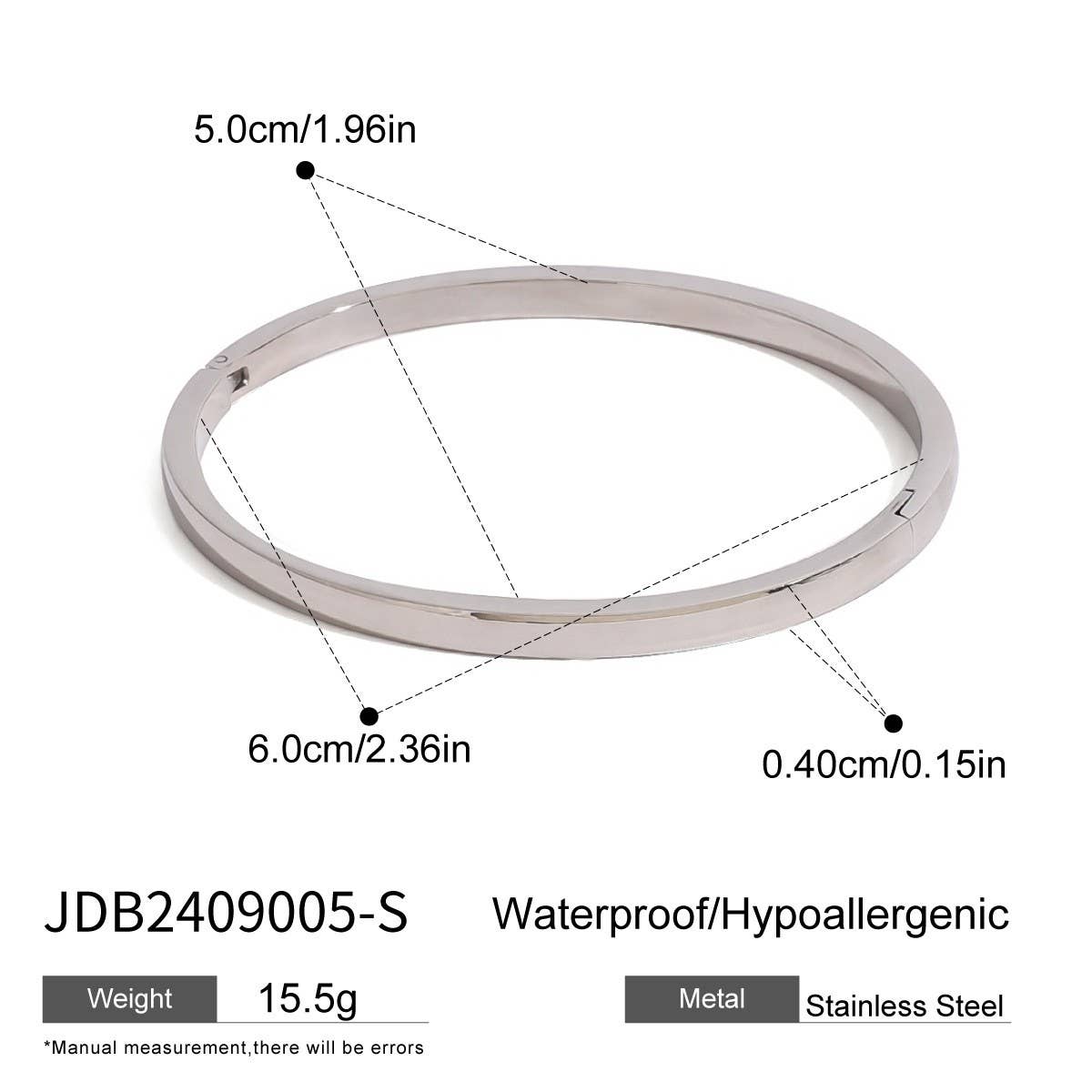 Stainless Steel Curved Clasp Bangle, Sleek Style_CWAJE4661