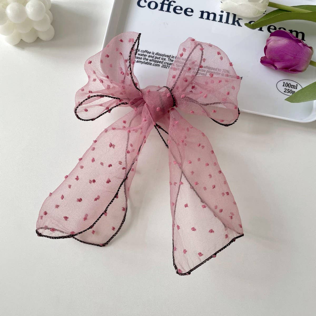 FASHIONABLE POLKA DOT BOW SCARF SCARF