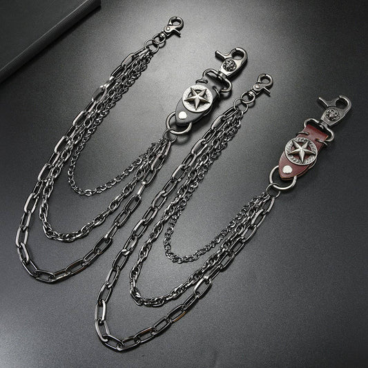 HIP HOP FIVE-POINTED STAR THREE-LAYER JEANS CHAIN