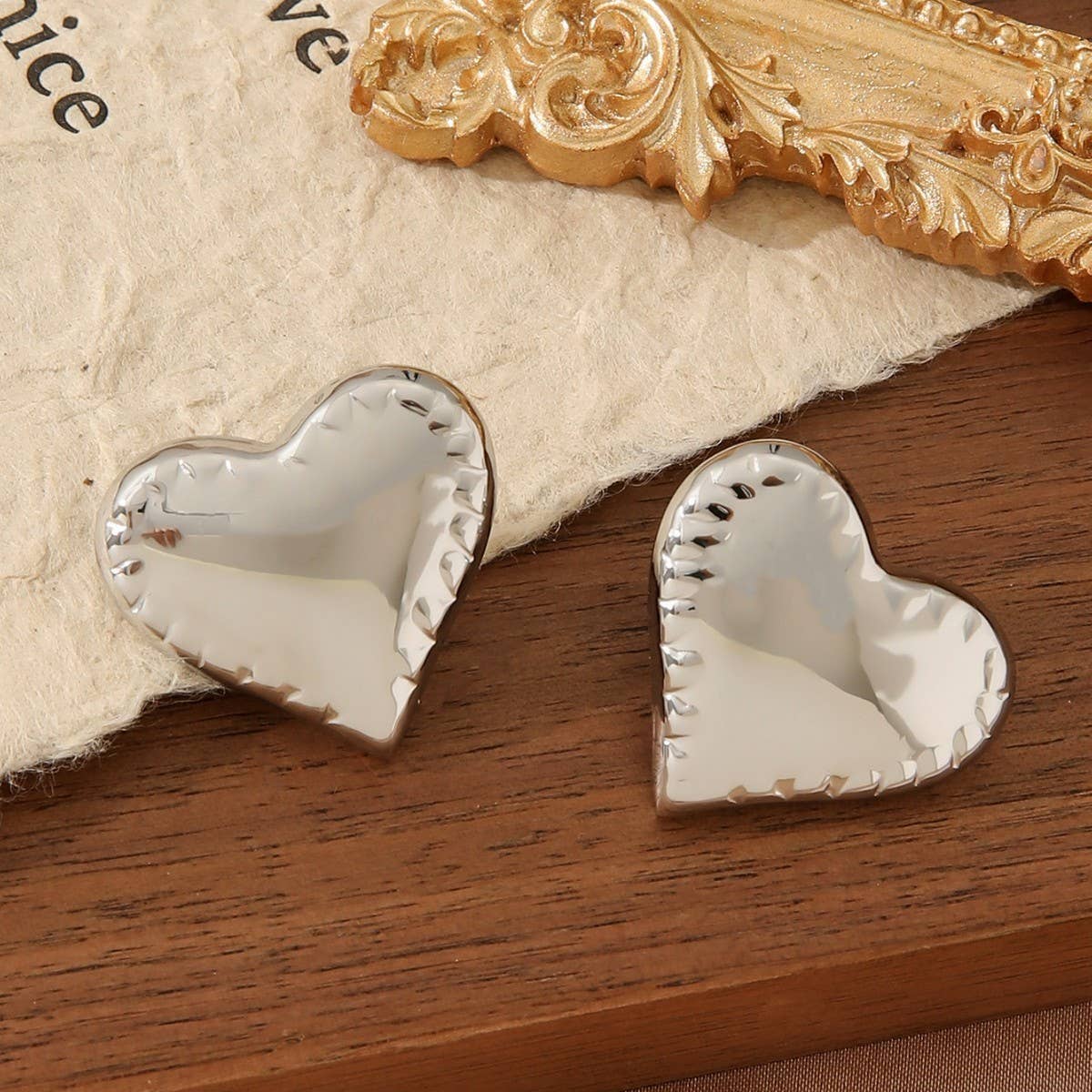 GOLDEN HEART 18K GOLD STAINLESS STEEL EARRINGS