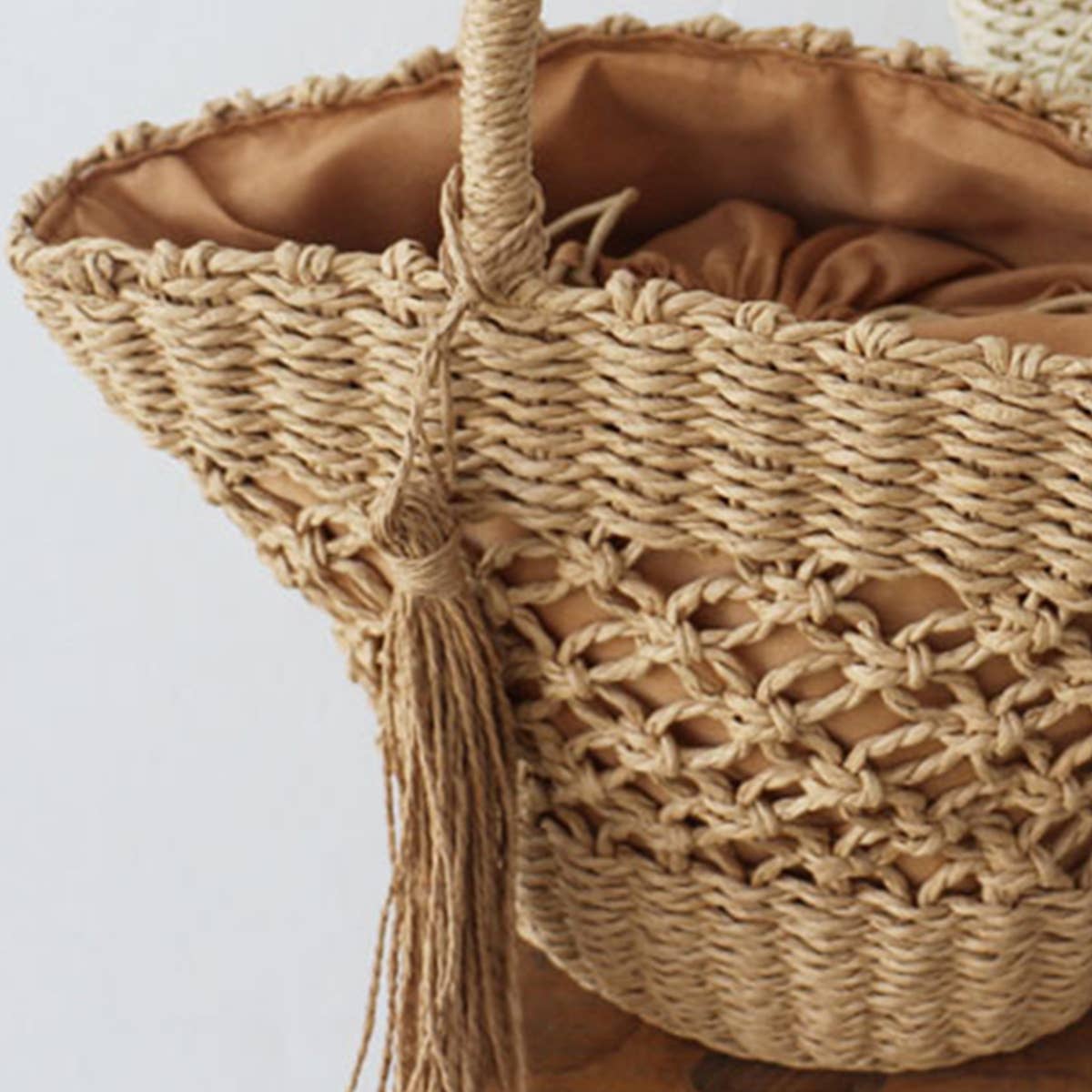 WOMEN CASUAL WOVEN STRAW BAG OVAL HANDBAG_CWAB0821