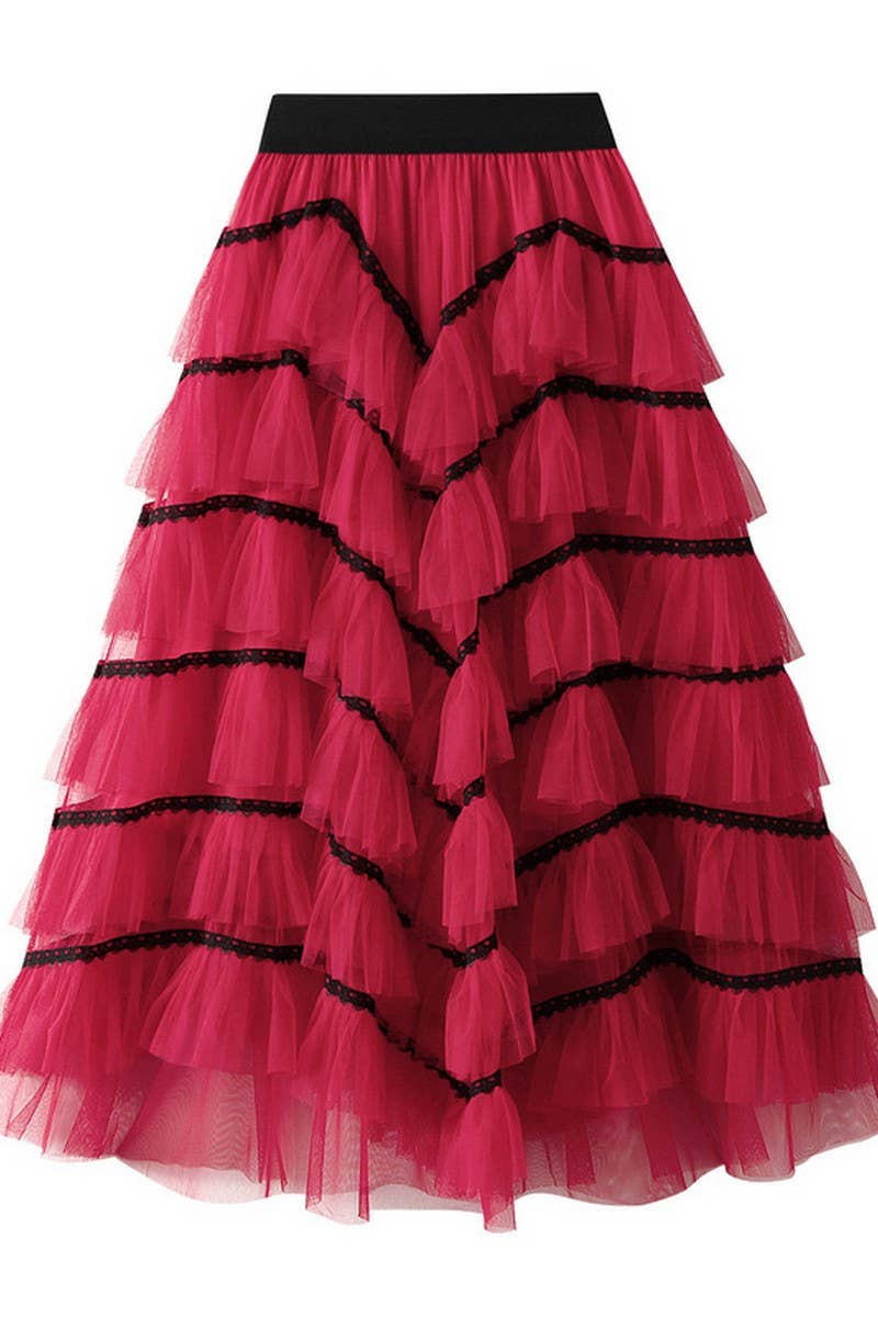 CWBLS0523_LAYERED TULLE CAKE SKIRT WITH FLOWY A-LINE SHAPE