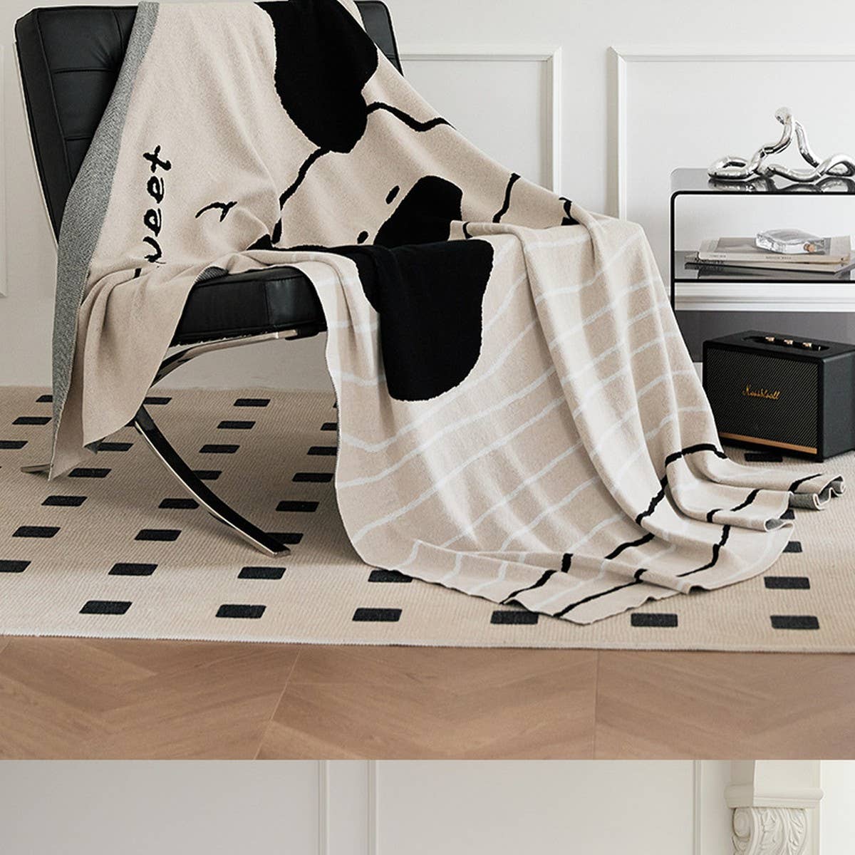 THIN COTTON CARTOON PUPPY KNITTED BLANKET