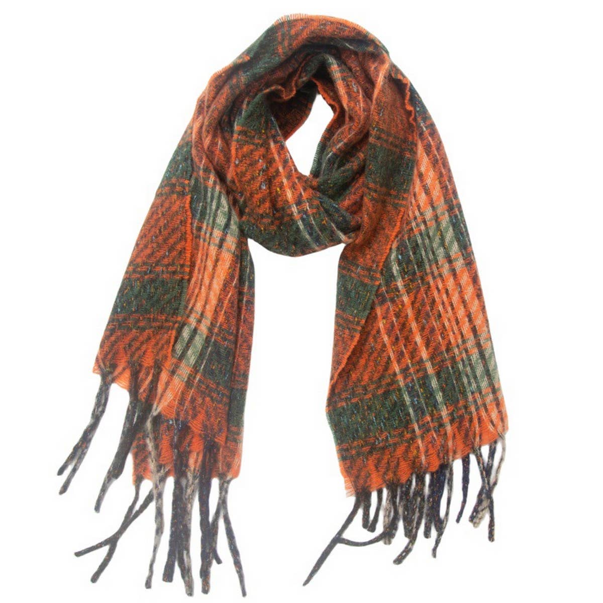 Mixed Plaid Fringe Scarf ? Unisex Winter Shawl