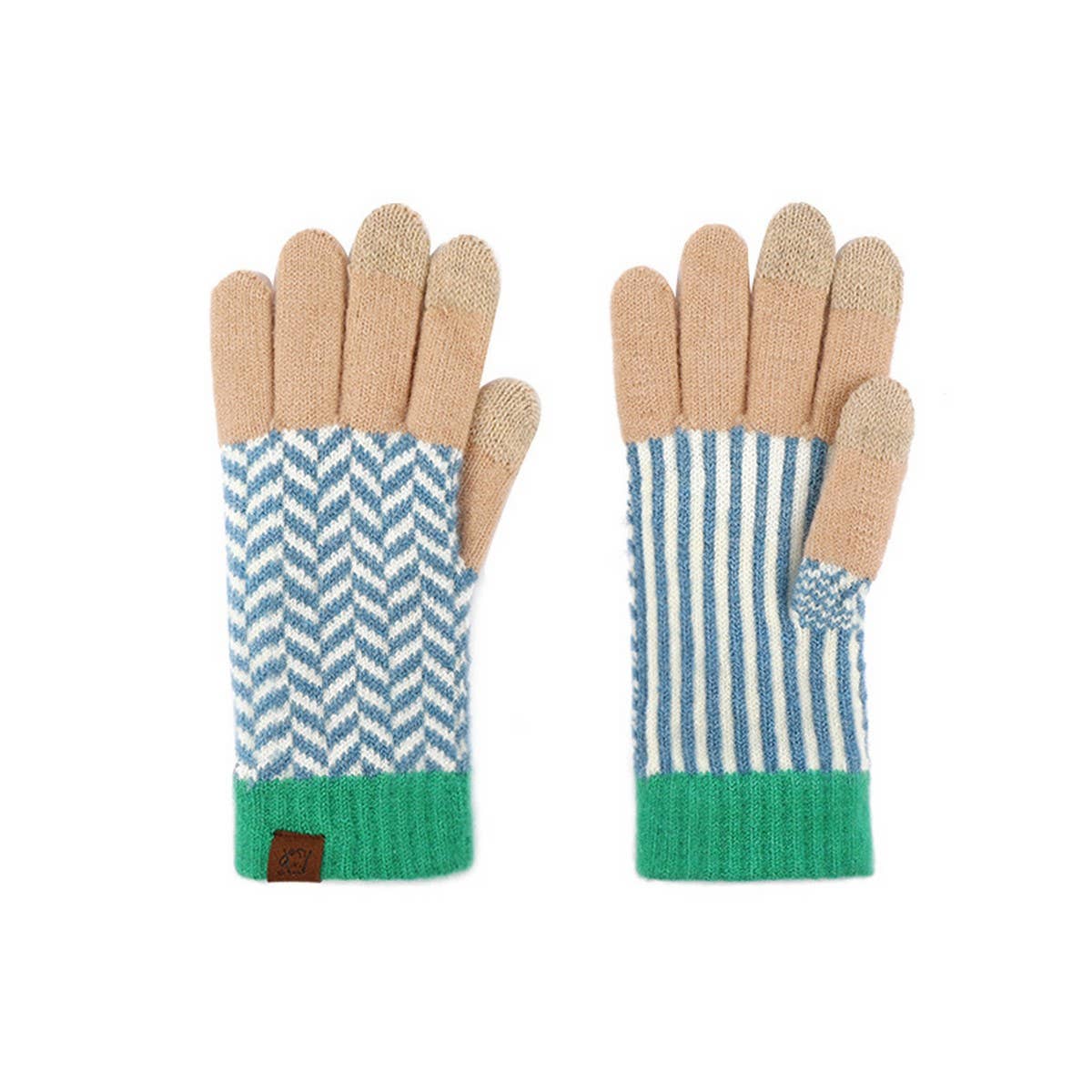 CONTRAST COLOR WOOL KNITTED JACQUARD WARM GLOVES