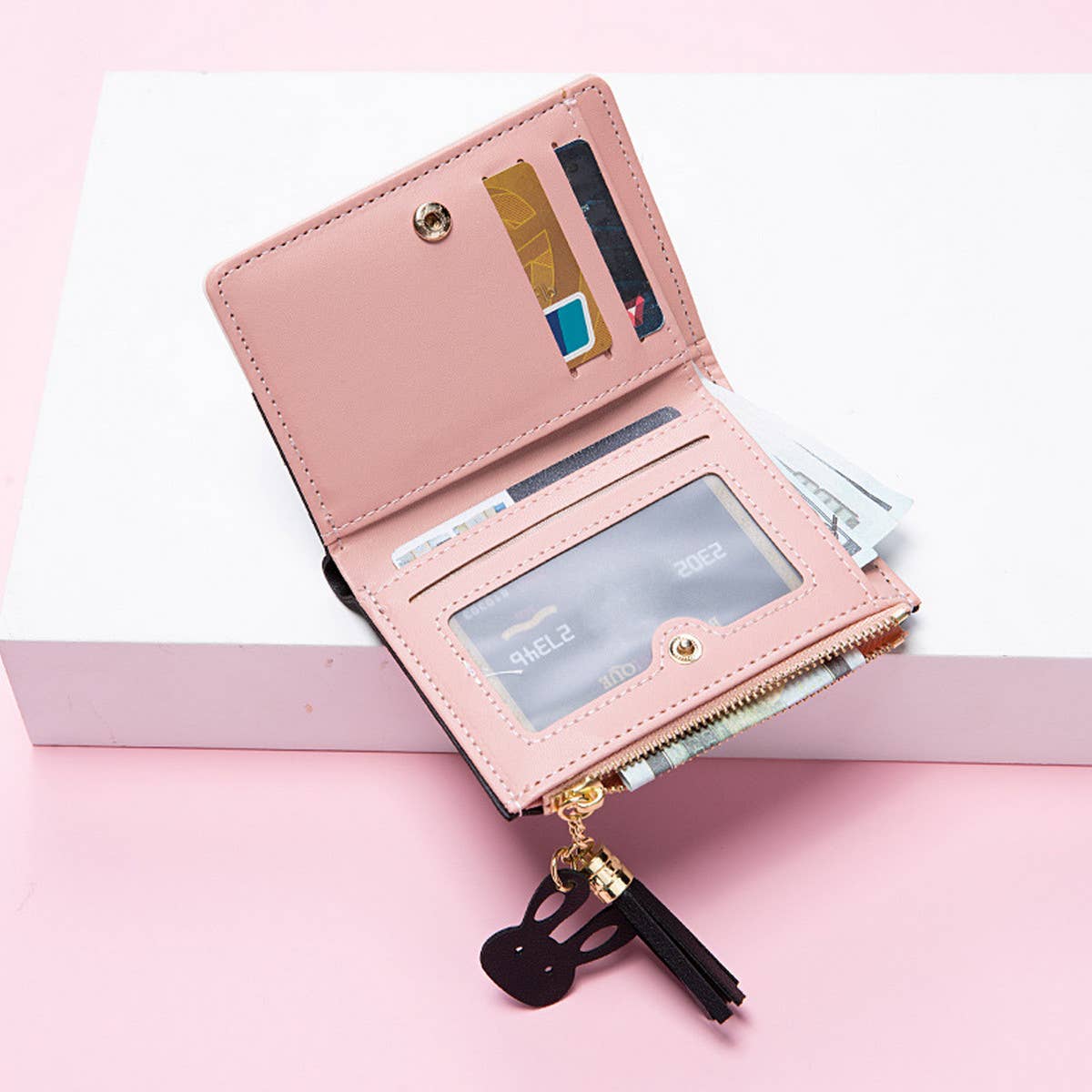 ZIP-UP BI-FOLD EMBOSSED WALLET_CWAB2602