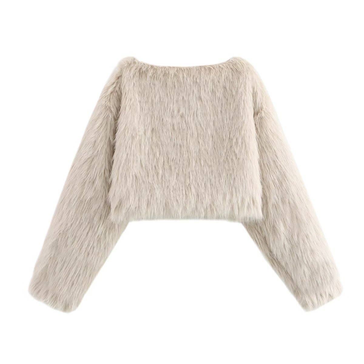 Fashion simple woolen long-sleeved sweatshirt