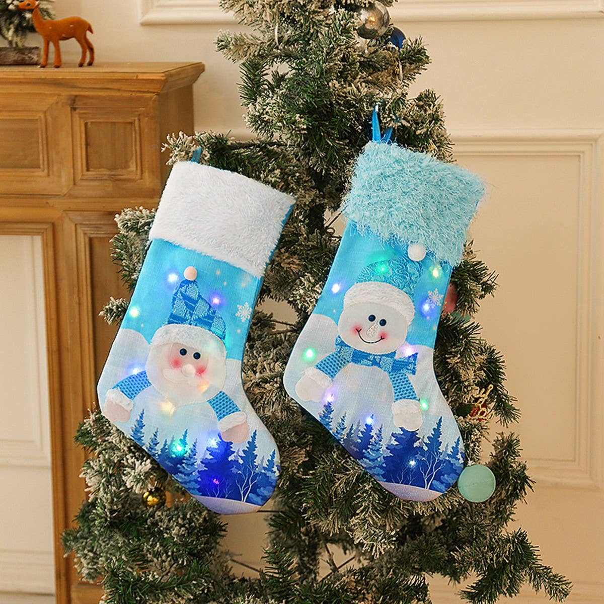 NEW CREATIVE BLUE CHRISTMAS STOCKINGS WITH LIGHTS