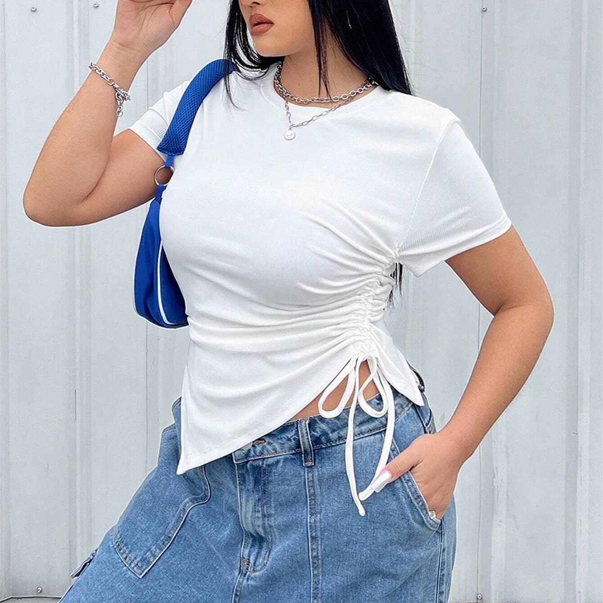 Chic Basic Crew Neck Fitted Top for Women_CWTHT0265