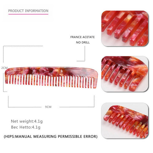 MARBLE TEXTURE ACETATE HAIR COMB STRAIGHT COMB