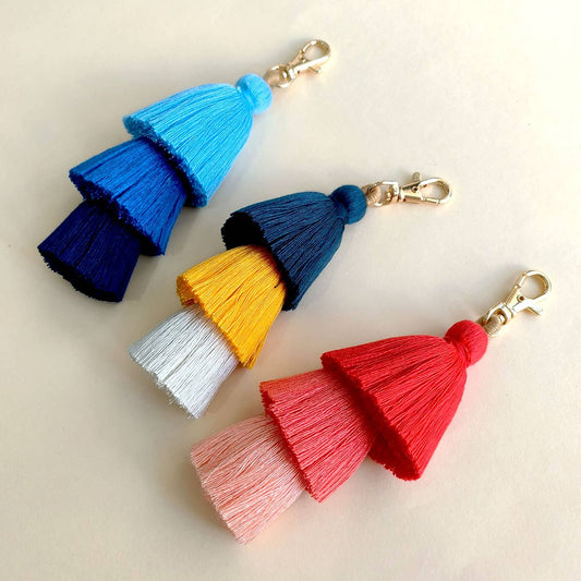 HANDMADE COTTON ROPE TASSEL KEYCHAIN