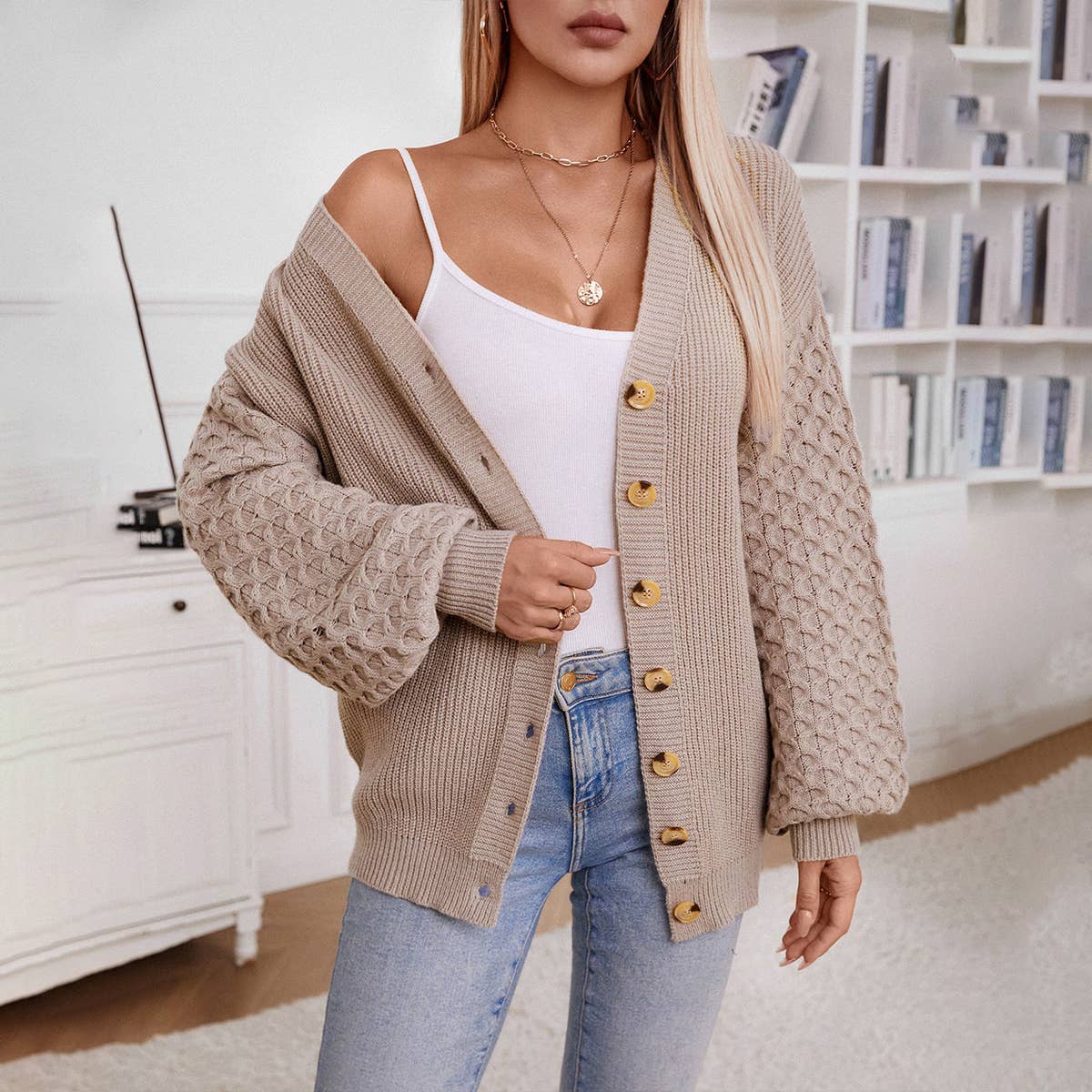 VINTAGE LONG-SLEEVED SINGLE-BREASTED CARDIGAN