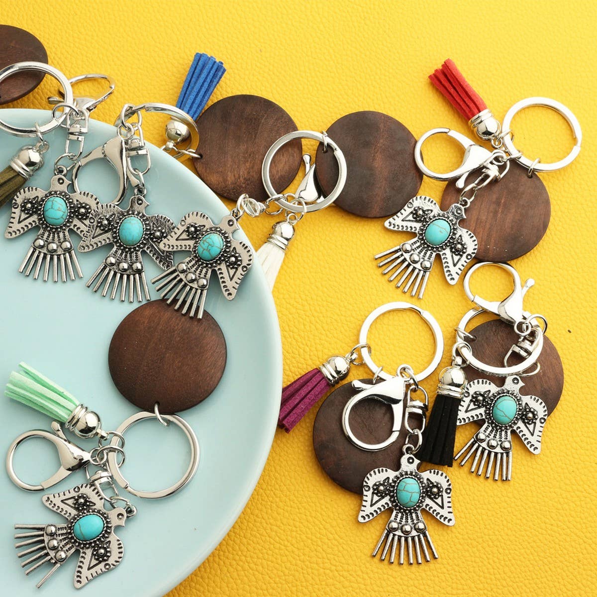 Boho Western Eagle Keychain with Alloy Pendant_CWAB5086