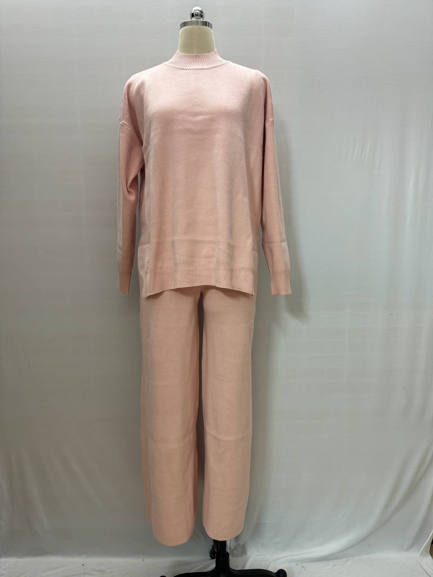 TURTLENECK WIDE-LEG PANTS SOLID COLOR SUIT