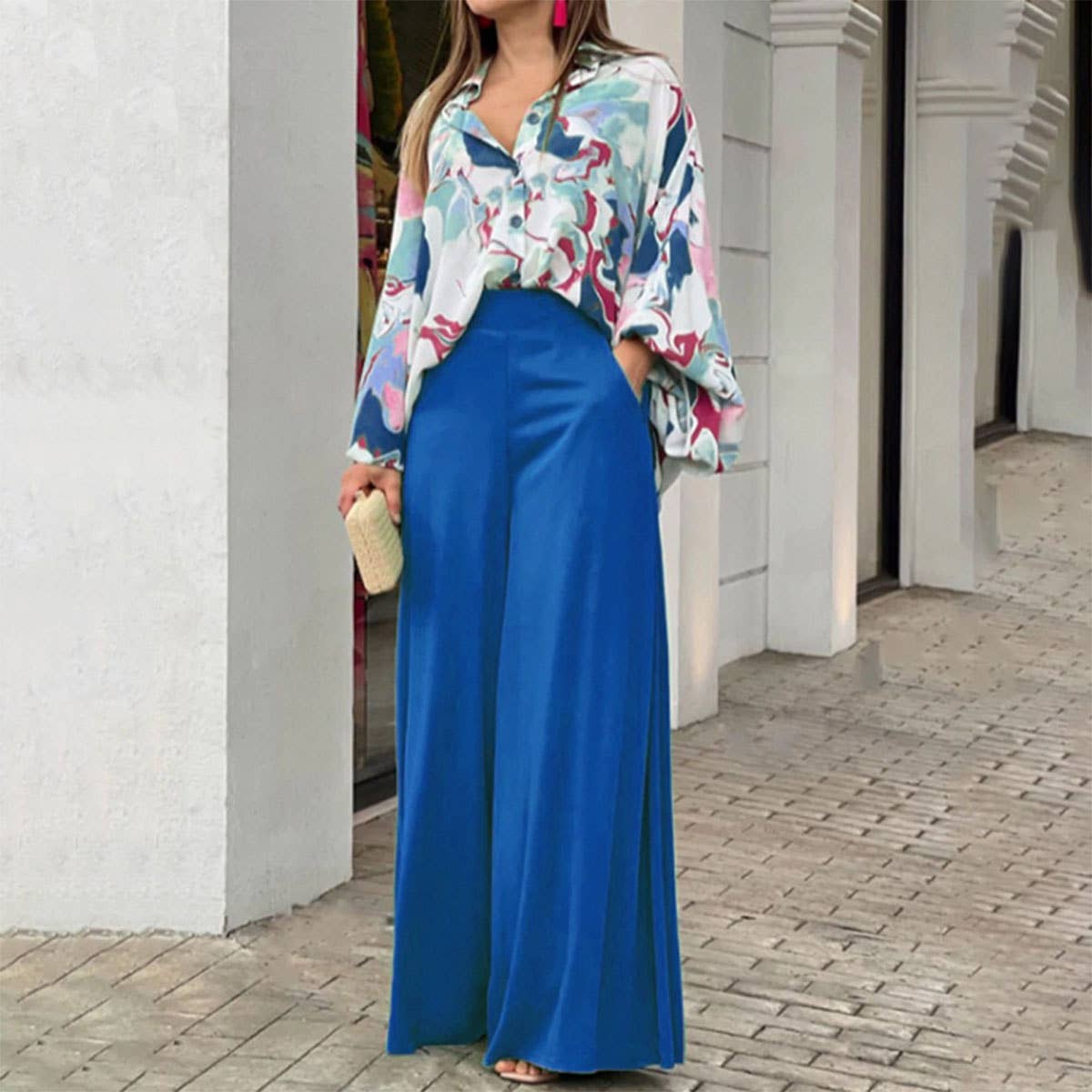 PRINTED SHIRT TROUSERS FASHION TWO-PIECE SET
