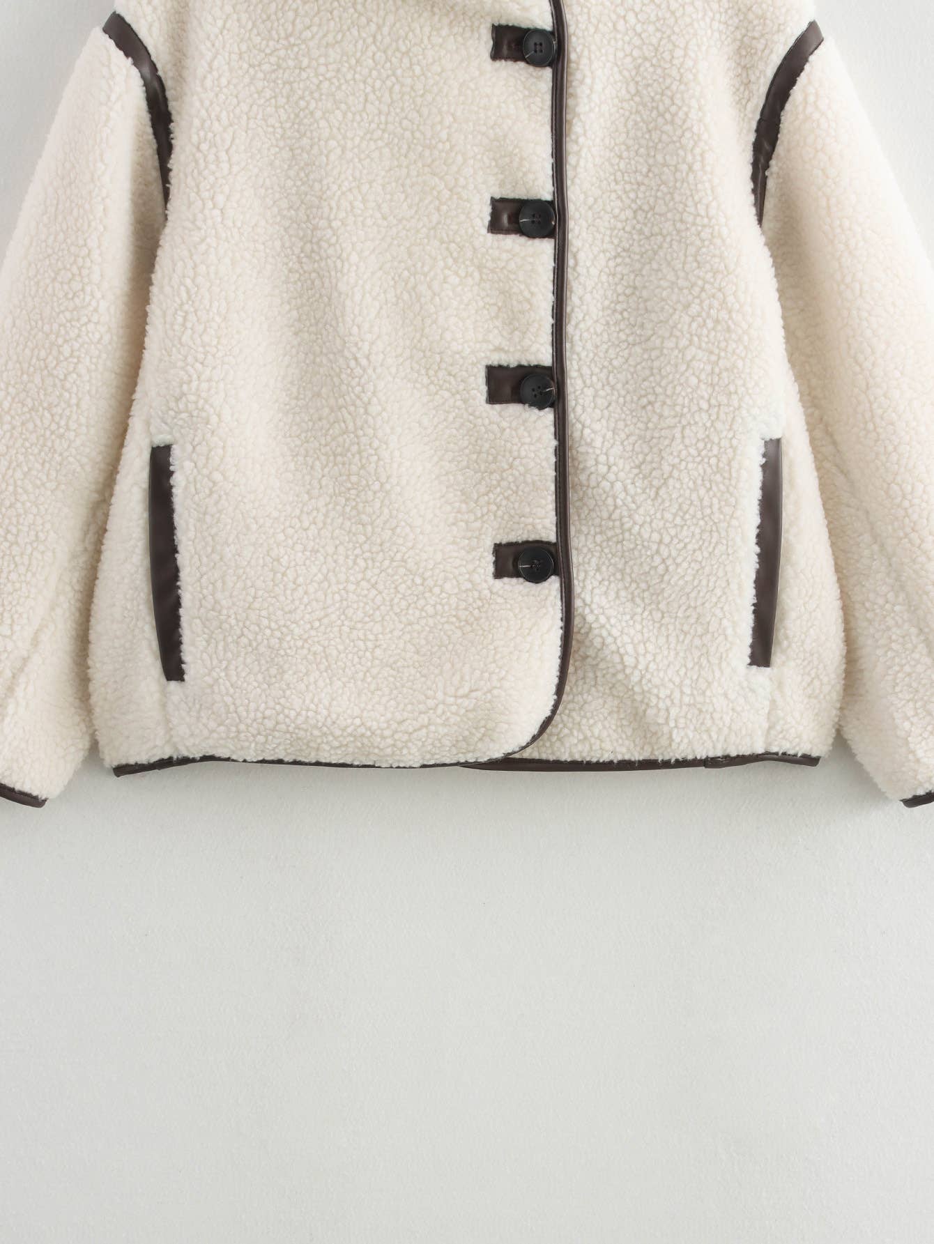 FASHION CASUAL LOOSE LAMB WOOL STAND COLLAR COAT