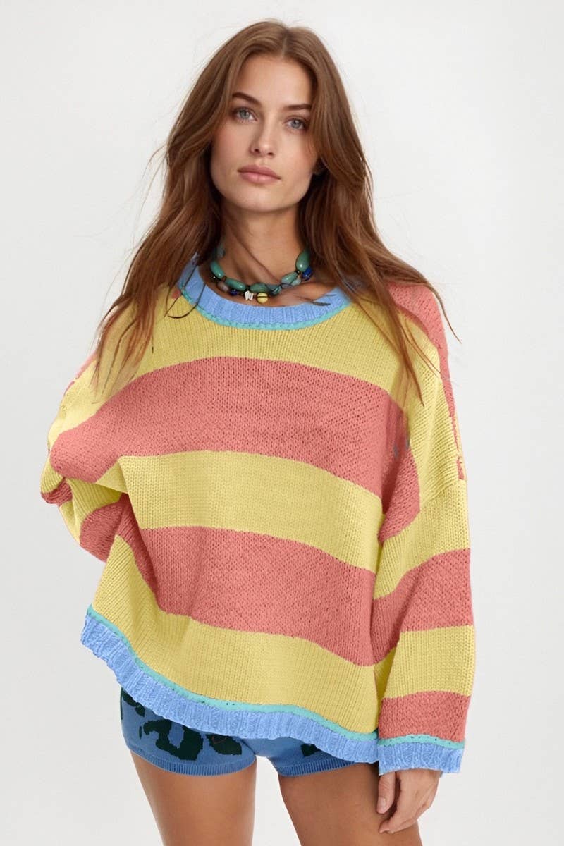 CWOSWL07081_FASHIONABLE KNITTED LOOSE LAZY STYLE SWEATER
