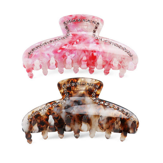 French Retro Hair Claw, Rhinestone Ponytail Clip