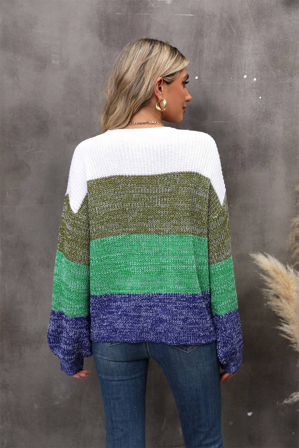 Patchwork Color Contrast Pullover Sweater