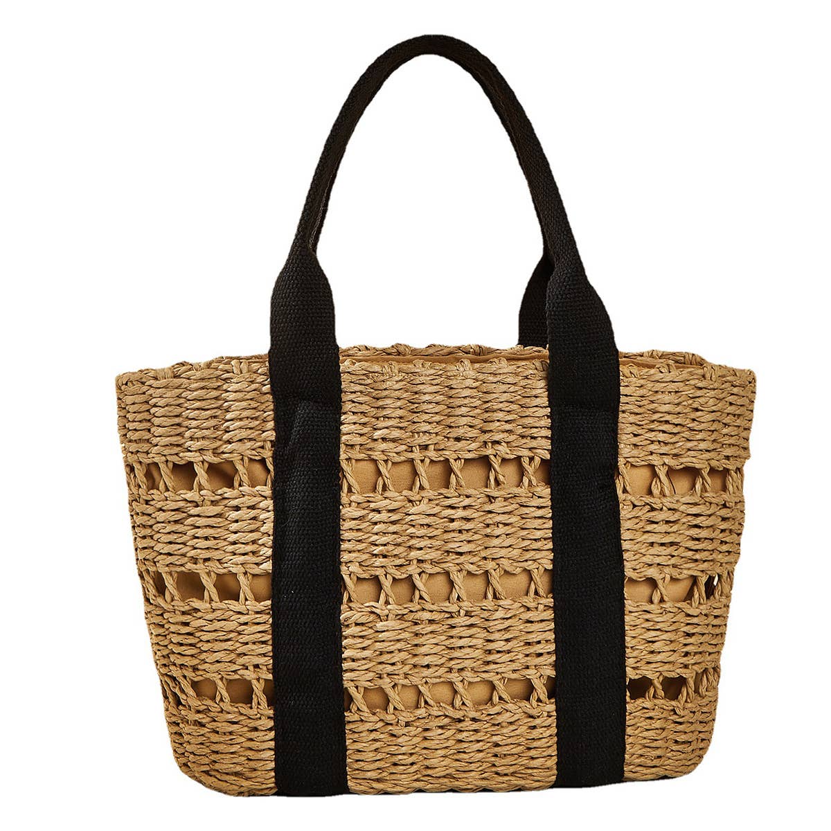 WOMEN CASUAL WOVEN STRAW SQUARE TOTE BAG _CWAB0822
