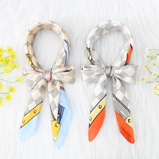 Retro Plaid 70cm Square Scarf Neck Hair Wrap_CWASC1175