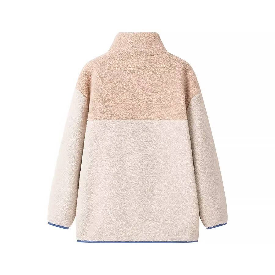 Warm zipper loose fleece jacket