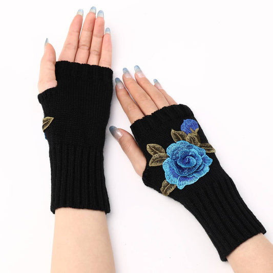 FASHION FLOWER KNITTED GLOVES_CWAG0105