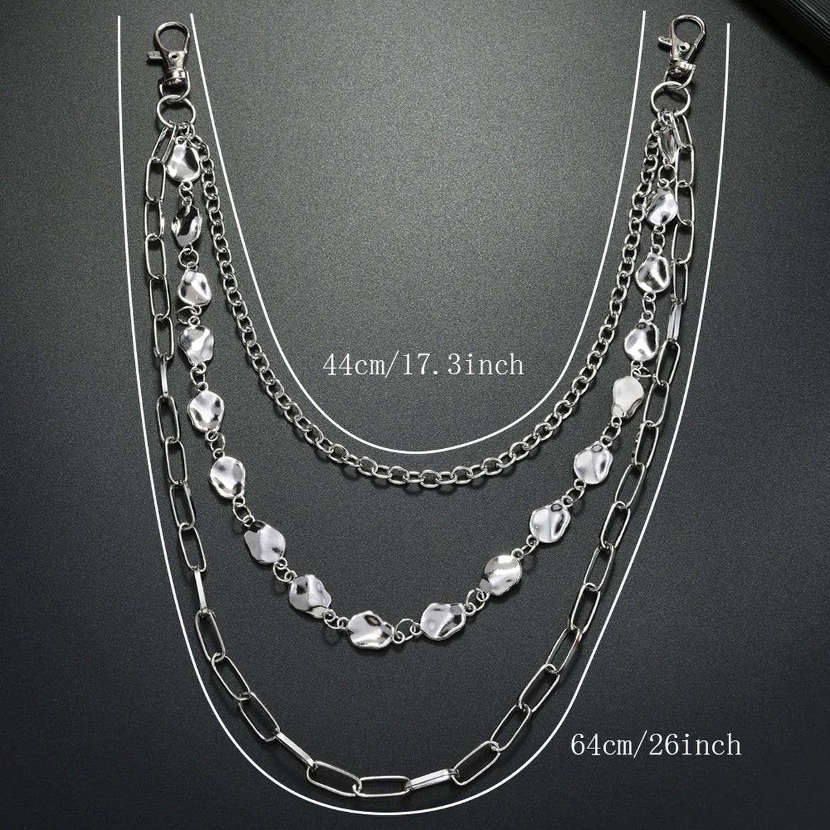 MULTI-LAYERED RHINESTONE METAL TROUSER CHAIN