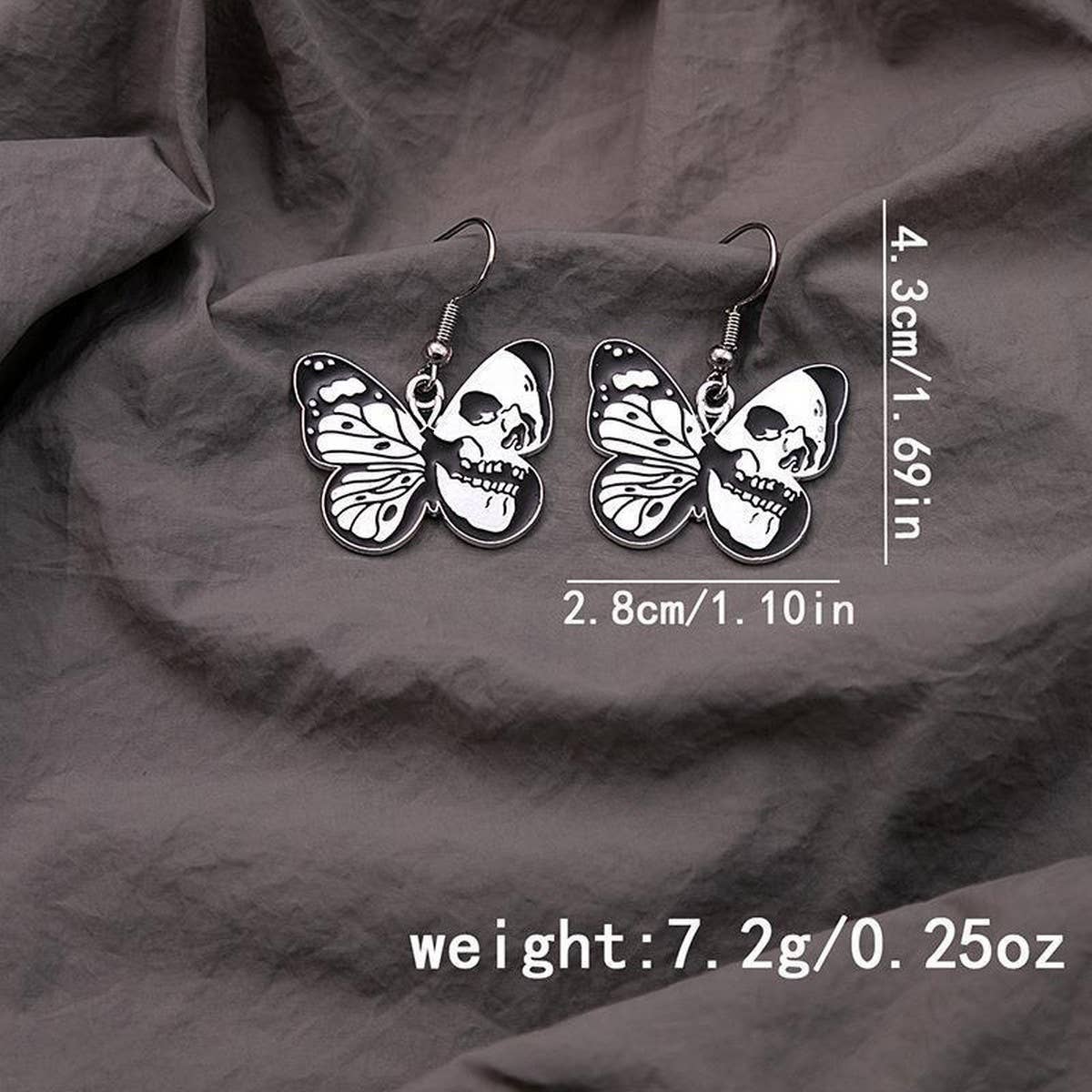 HALLOWEEN SKULL DARK BUTTERFLY EARRINGS