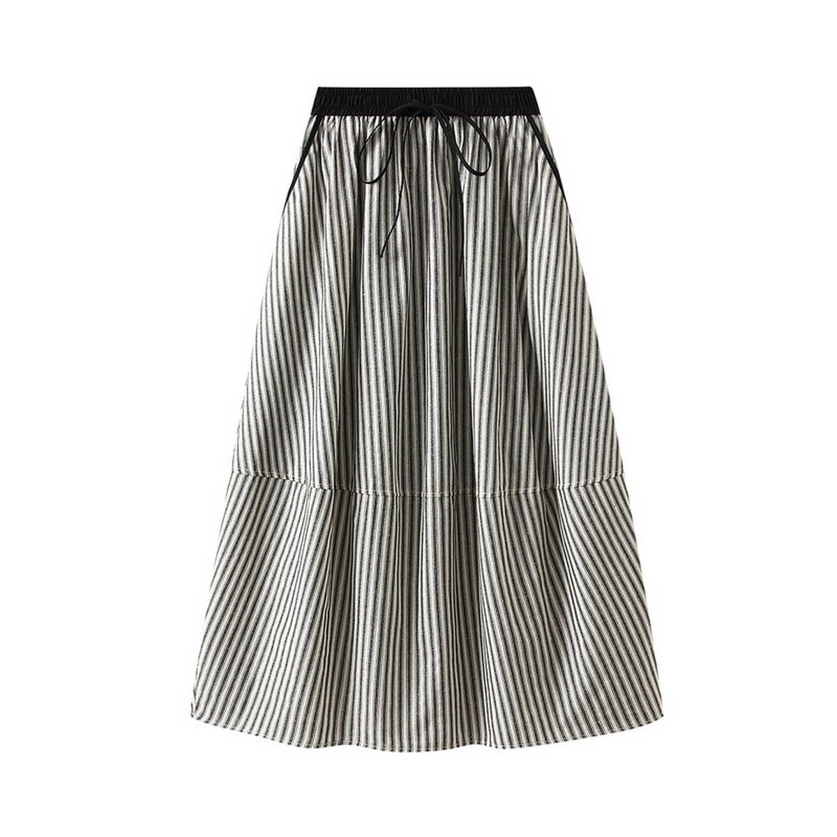 A-LINE MID-LENGTH STRIPED FLOWER BUD LANTERN SKIRT_CWBMS0298