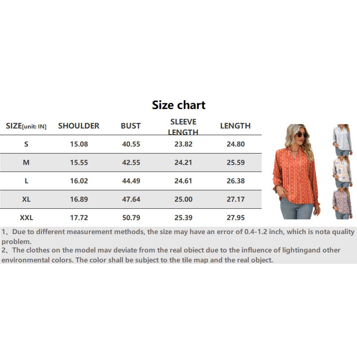 V-neck lace-up printed stand-up collar shirt