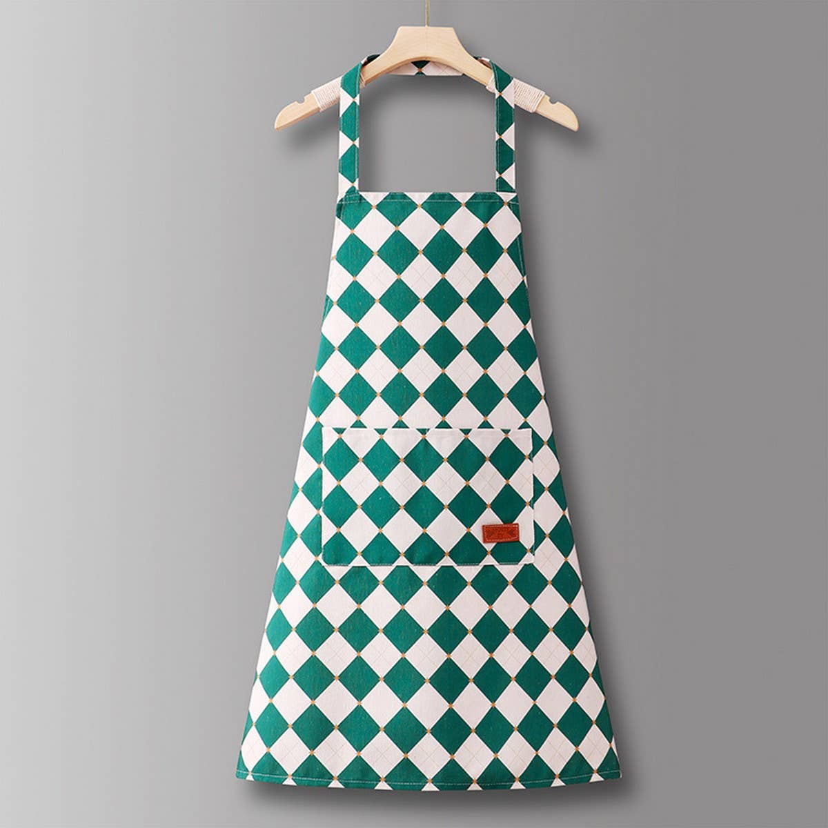 Checkered Cotton Long Sleeve Kitchen Work Apron _CWMM6693